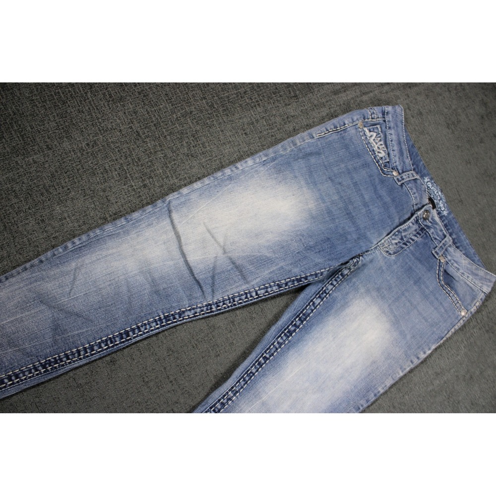 Paisley Sky Womens Size 12 Medium Wash Embroidered Skinny Jeans Stretch Denim
